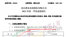 冀東水泥預(yù)虧！一季度凈利潤虧損4000–6000萬元！